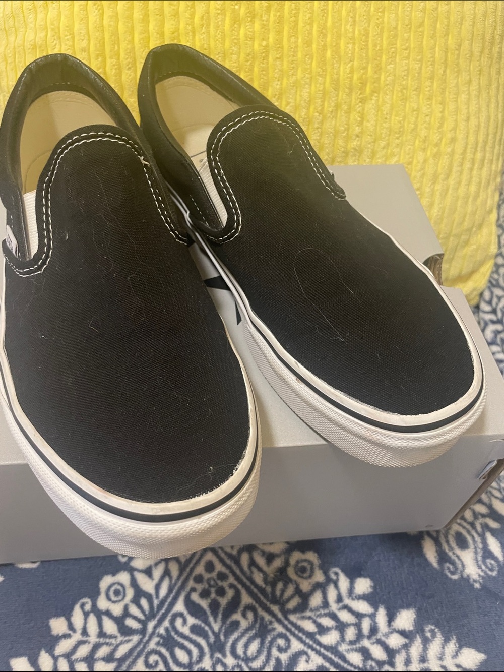 Vans Black and White Classic Slip-On Shoes